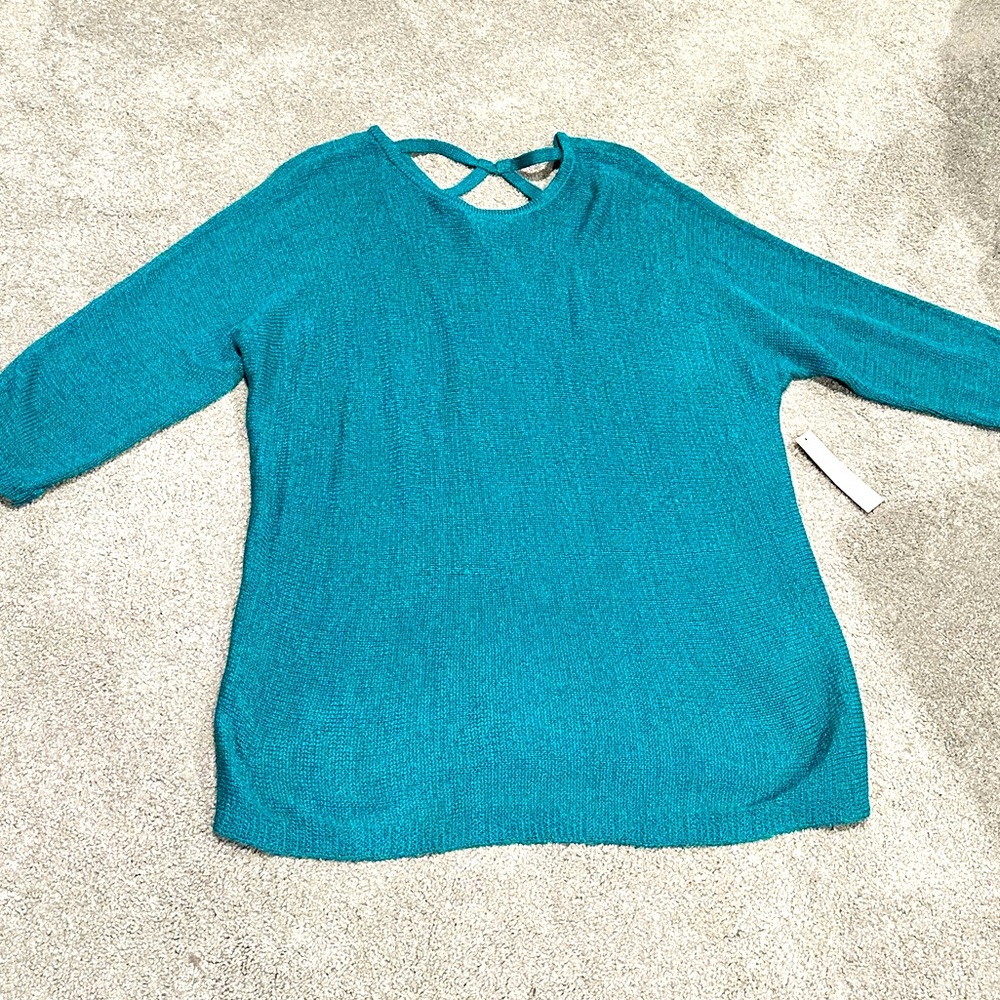 Chicos tapestry real cross back pullover sweater NWT sz 3